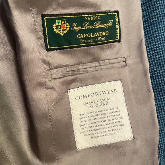 Jack Victor Lora Piana Cashmere Houndstooth Blazer Sport Coat Size 40R, Blue,EUC - Picture 7 of 10